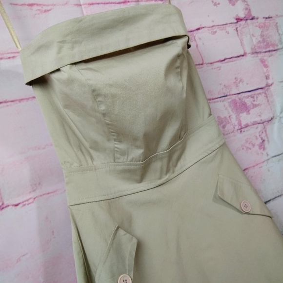 Vintage New With Tags Y2K Strapless Stretchy Khaki Utility Dress - Picture 3 of 10